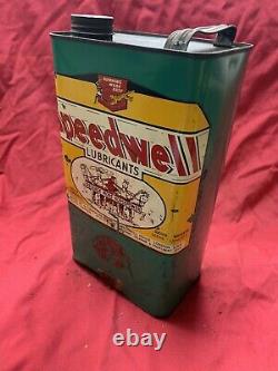 Vintage oil can automobilia petrol Gallon old Rare Speedwell Green