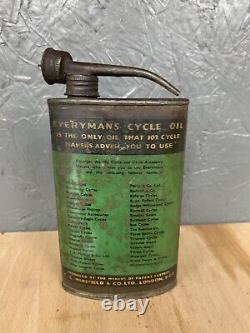 Vintage oil can automobilia petrol old Rare Evermans Bicycle