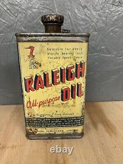 Vintage oil can automobilia petrol old Rare Raleigh Bicycle