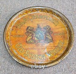 Vintage old rare collectible advertising A A Crawfords old scotch whiskytin tray