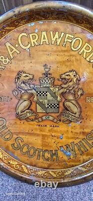 Vintage old rare collectible advertising A A Crawfords old scotch whiskytin tray