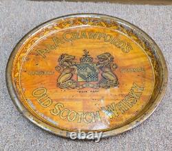 Vintage old rare collectible advertising A A Crawfords old scotch whiskytin tray