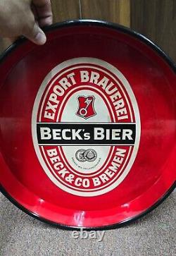 Vintage old rare collectible advertising Becks Bier tin tray