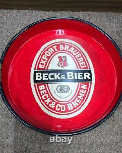 Vintage old rare collectible advertising Becks Bier tin tray