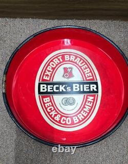 Vintage old rare collectible advertising Becks Bier tin tray
