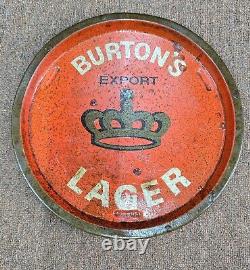 Vintage old rare collectible advertising Burtons lager tin tray