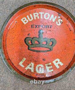 Vintage old rare collectible advertising Burtons lager tin tray