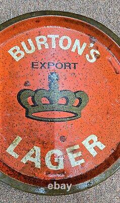 Vintage old rare collectible advertising Burtons lager tin tray