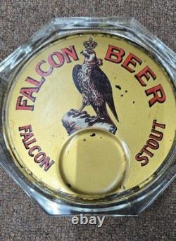 Vintage old rare collectible advertising FALCON BEER glass tray