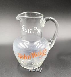 Vintage old rare collectible advertising John Haig's Whisky Glass Jug