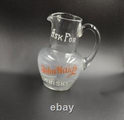 Vintage old rare collectible advertising John Haig's Whisky Glass Jug