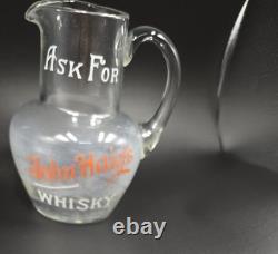 Vintage old rare collectible advertising John Haig's Whisky Glass Jug