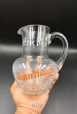 Vintage old rare collectible advertising John Haig's Whisky Glass Jug