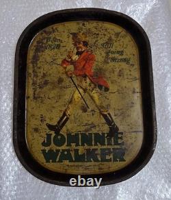 Vintage old rare collectible advertising Johnnie walker tin tray used condition