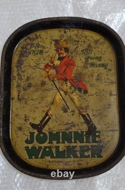 Vintage old rare collectible advertising Johnnie walker tin tray used condition