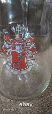 Vintage old rare collectible advertising glass becks beer jug