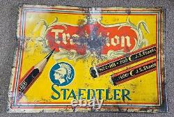Vintage old rare collectible advertising staedtler pencils tin board
