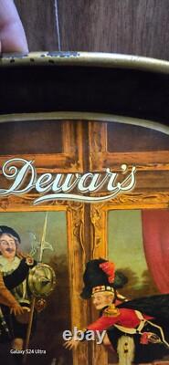 Vintage old rare collectible advertising tin tray Dewars Made in Great Britian