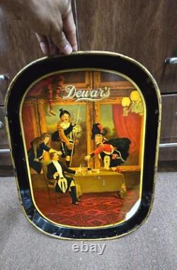 Vintage old rare collectible advertising tin tray Dewars Made in Great Britian