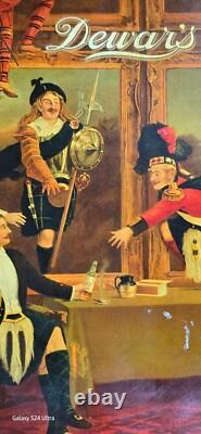 Vintage old rare collectible advertising tin tray Dewars Made in Great Britian