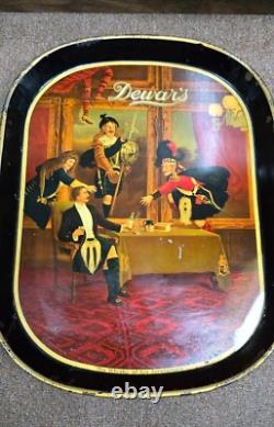 Vintage old rare collectible advertising tin tray Dewars Made in Great Britian
