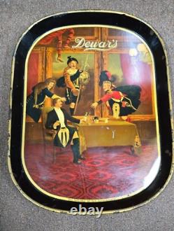 Vintage old rare collectible advertising tin tray Dewars Made in Great Britian