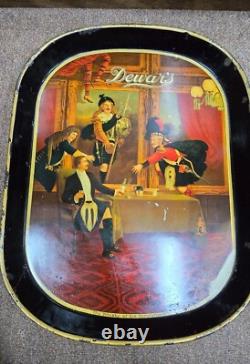 Vintage old rare collectible advertising tin tray Dewars Made in Great Britian