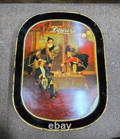 Vintage old rare collectible advertising tin tray Dewars Made in Great Britian