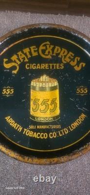 Vintage old rare collectible tin tray advertising State Express 555 cigarettes
