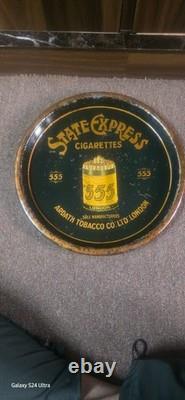 Vintage old rare collectible tin tray advertising State Express 555 cigarettes