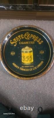 Vintage old rare collectible tin tray advertising State Express 555 cigarettes
