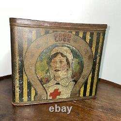 Vintage sweet biscuit tin 1920's 1930's nurse prince & Comrade good luck RARE