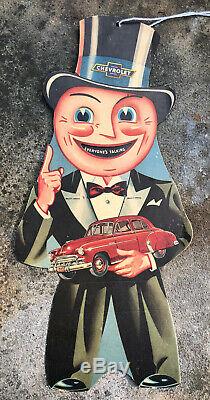 Vtg 1949 CHEVROLET GM Cardboard Advertising Sign 13 Popeye Pull Tab Action Rare