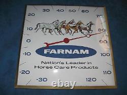 Vtg PAM CLOCK INC Farnam Horse/Farm Thermometer Advertising. Very Nice. RARE