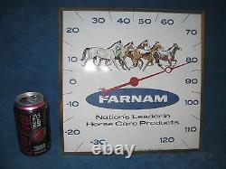 Vtg PAM CLOCK INC Farnam Horse/Farm Thermometer Advertising. Very Nice. RARE