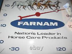 Vtg PAM CLOCK INC Farnam Horse/Farm Thermometer Advertising. Very Nice. RARE