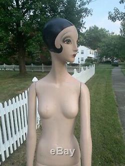 Vtg. Rare Wood 1940's Art Deco Flapper Girl Mannequin A MUST SEE