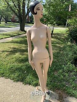 Vtg. Rare Wood 1940's Art Deco Flapper Girl Mannequin A MUST SEE