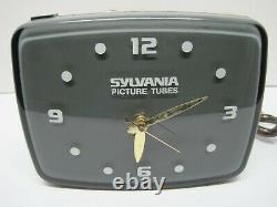 Vtg Sylvania Television Cathode Ray Picture Tube Advertising Clock with BoxRARE