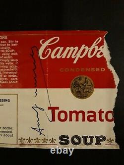 WARHOL VINTAGE RARE ART HAND SIGNED NO PRINT! Tomato soup campbell's label