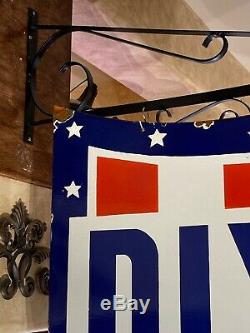 'large Vintage Rare'' Ds Porcelain Sign With A Hanging Bracket Used